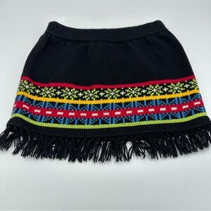 Hanna Andersson Black Sweater Skirt Fair Isle Pattern Fringe Size 90 (US 2T-3T)